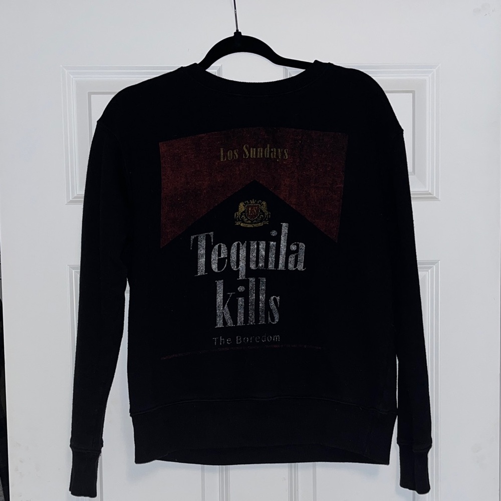 sundays Tequila Kills Graphic Long Sleeve Sweater